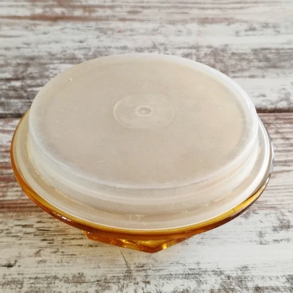 L E Smith Atterbury Scroll Imperial Glass Canister Apothecary Jar Amber Vintage - Picture 4 of 8